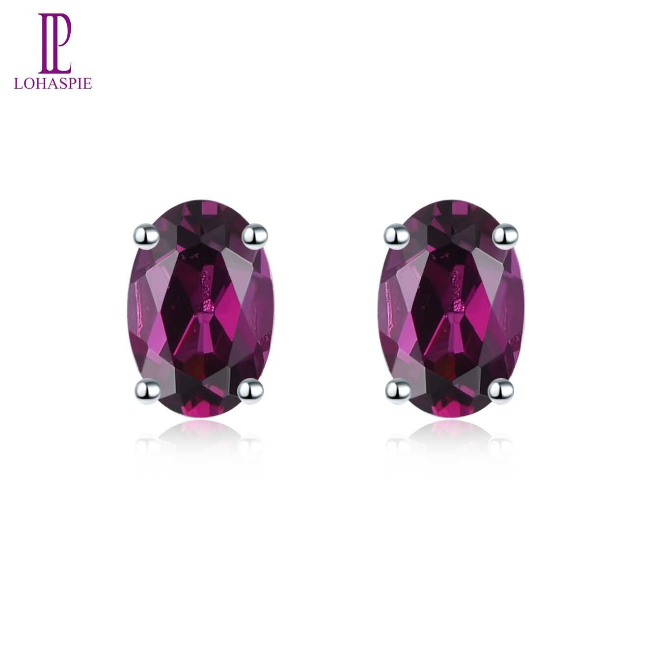 Genuine Garnet Peridot Stud Earrings Solid 925 Sterling Silver