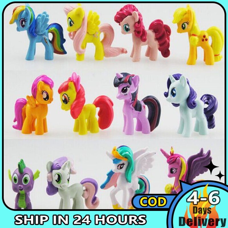 Hot Sale Win8Fong NEW My Little Pony Cake Toppers Cupcake 12 piece Set Toys Figurines Playset